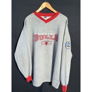 Vintage CSA Chicago Bulls Men's Pullover V-neck Sweatshirt Gray XL